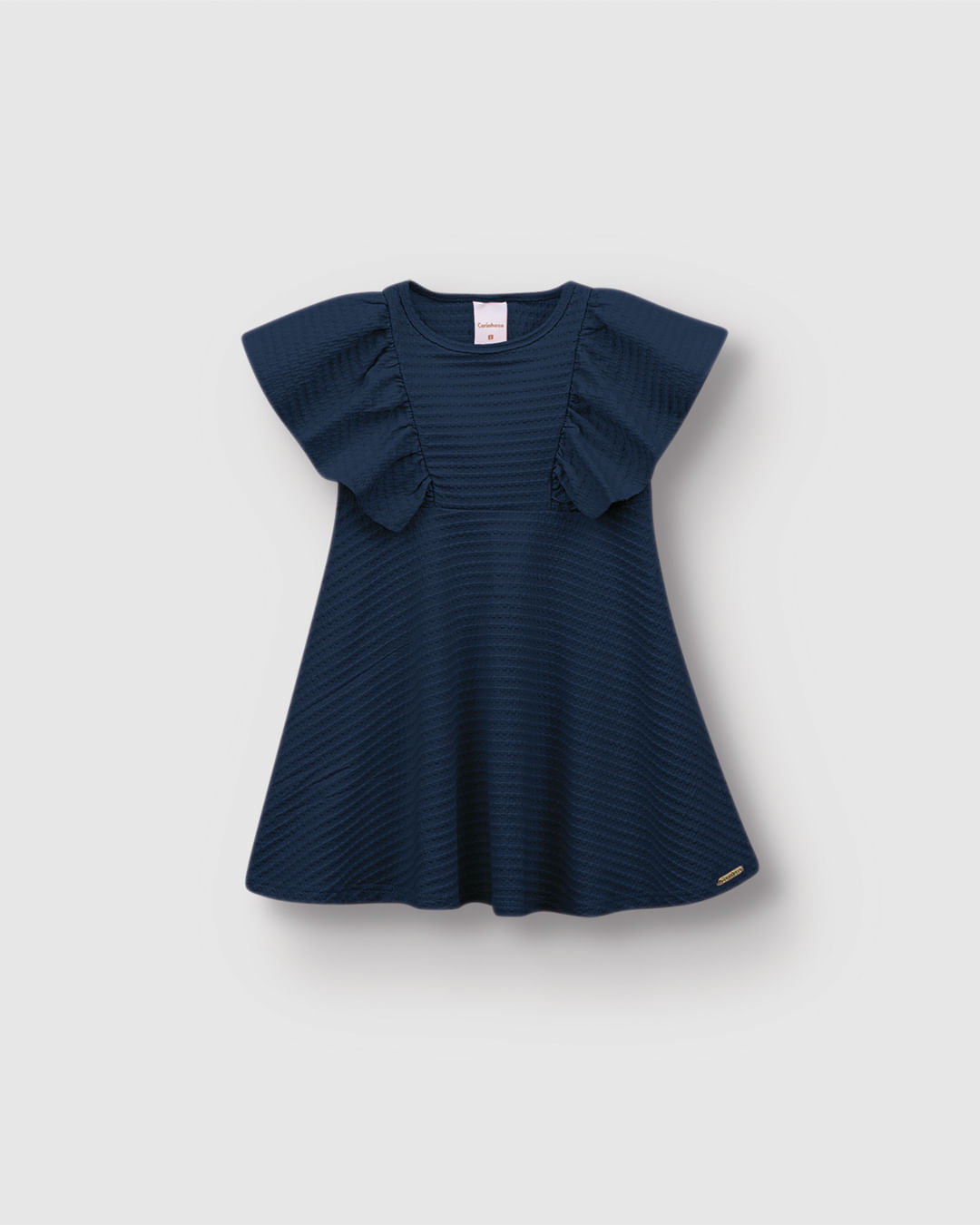 Vestido Menina Amplo Mangas Com Franzido Em Malha Texturizada - Carinhoso - Imagem 10