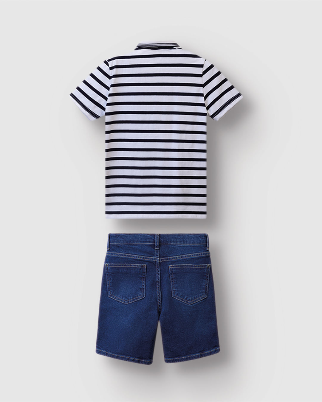 Conjunto Menino Camisa Polo Listrada Em Algodão - Carinhoso - Imagem 14