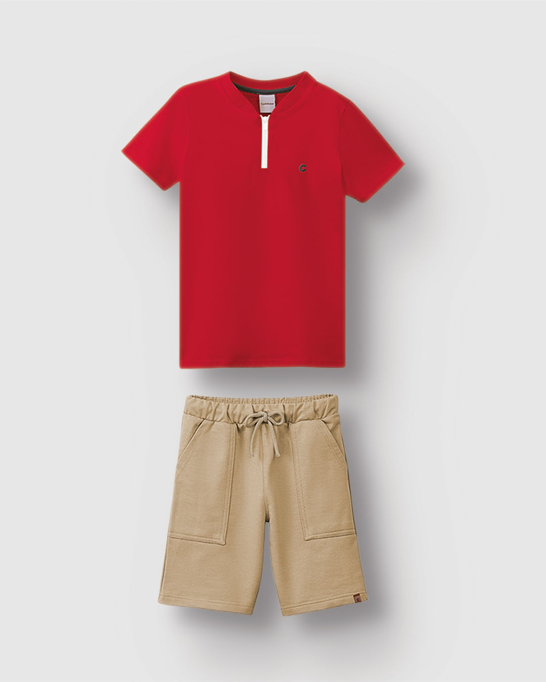 Conjunto Menino Camiseta Abertura Frontal Por Zíper Em Algodão - Carinhoso - Imagem 10