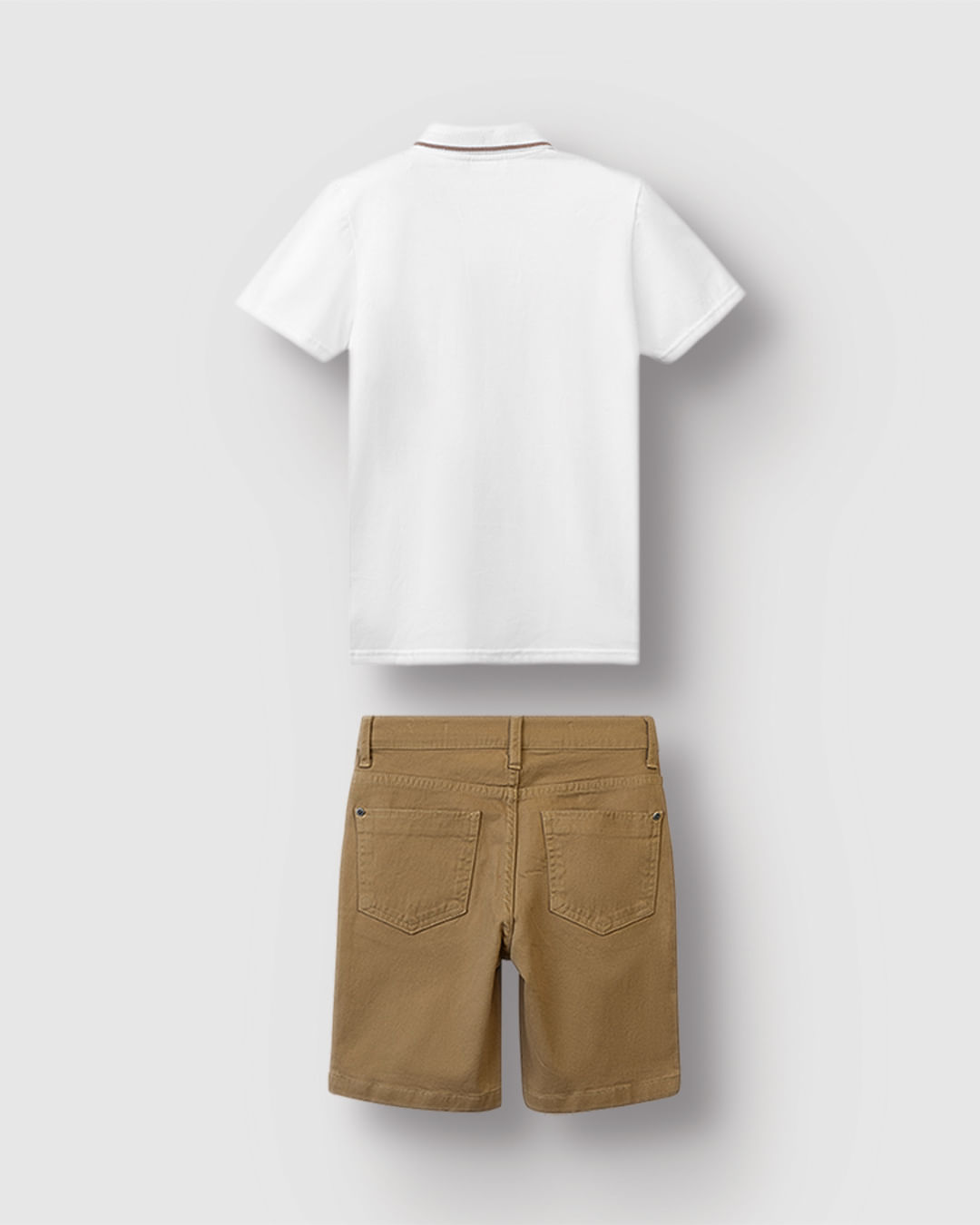 Conjunto Menino Camisa Polo Detalhe Gola E Bermuda Em Sarja - Carinhoso - Imagem 10