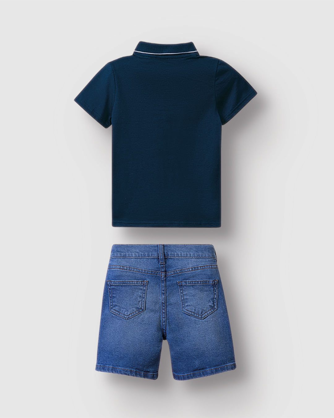 Conjunto Menino Camisa Polo E Bermuda Cós Ajustável Em Jeans Stretch - Carinhoso - Imagem 12