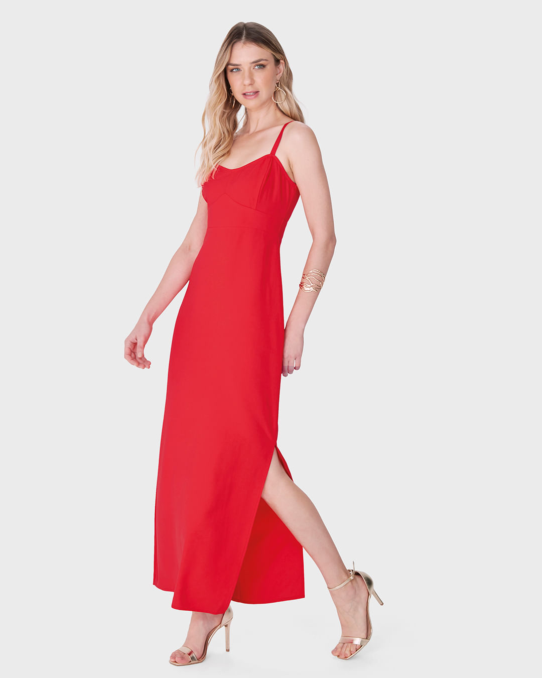 Vestido Longo Feminino Amarração Costas em Viscose Sarjada - ENFIM