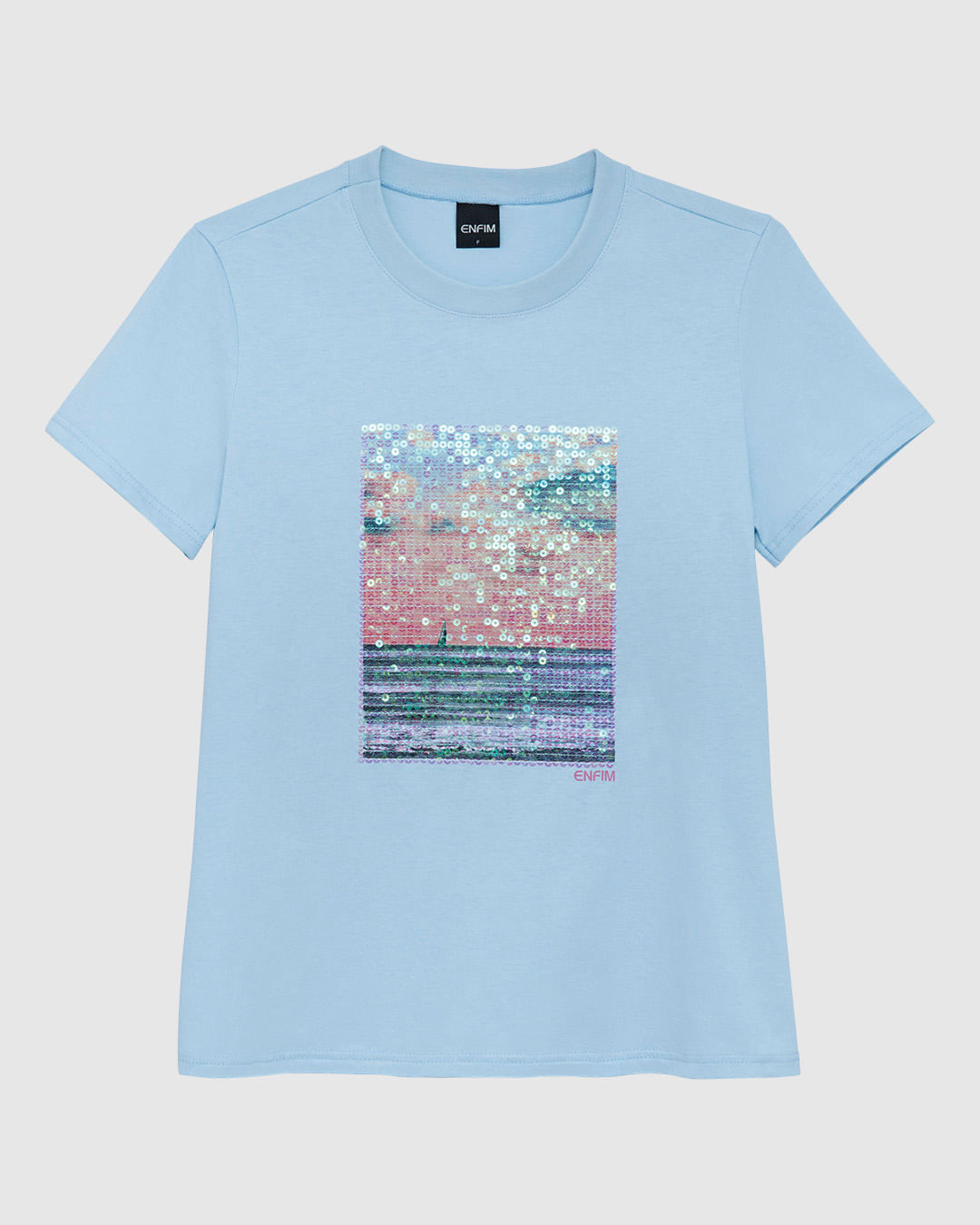 Camiseta Feminina Slim Estampa Paetê Bordado Em Algodão - ENFIM - Imagem 7