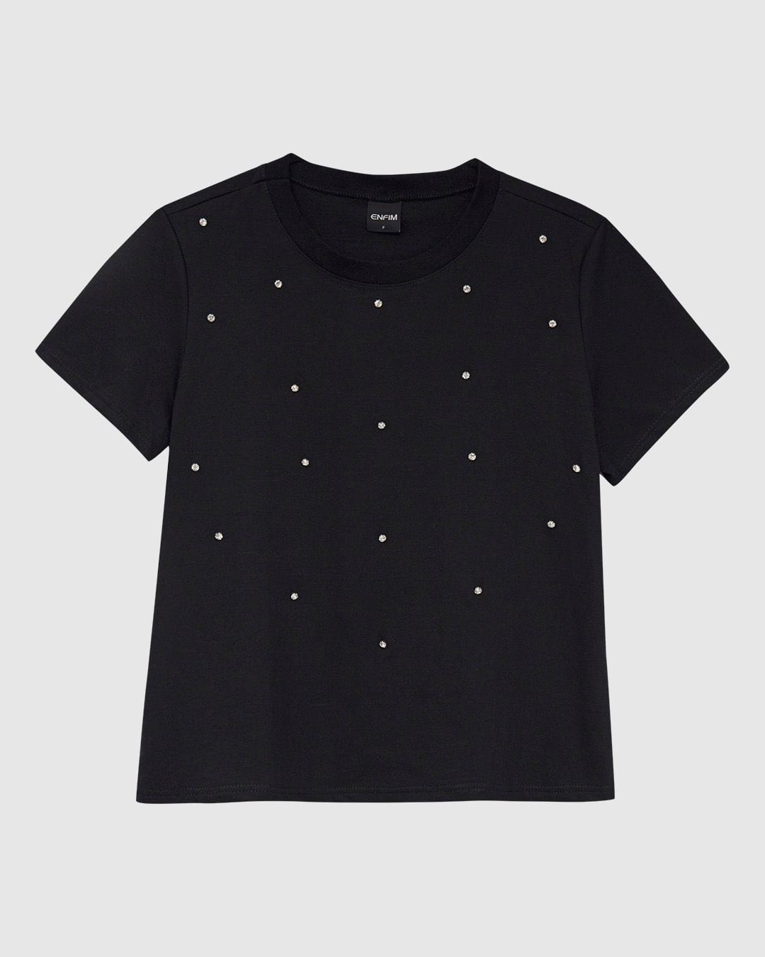 Camiseta Feminina Slim Aplicação De Rebites Em Algodão - ENFIM