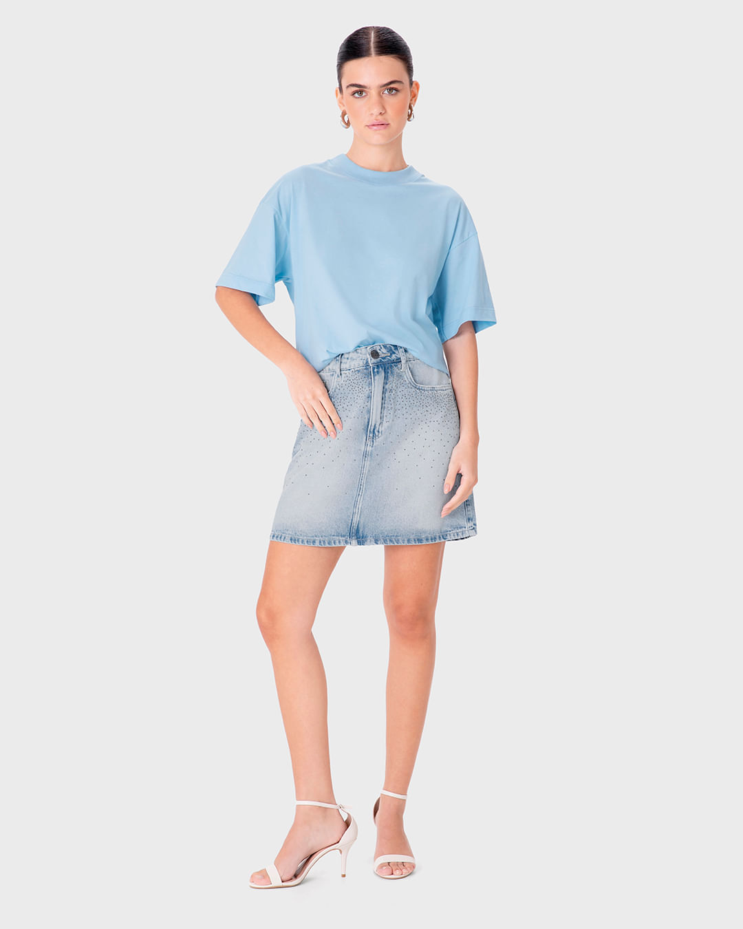 Camiseta Ampla Feminina Cava Deslocada Em Algodão - ENFIM - Imagem 5