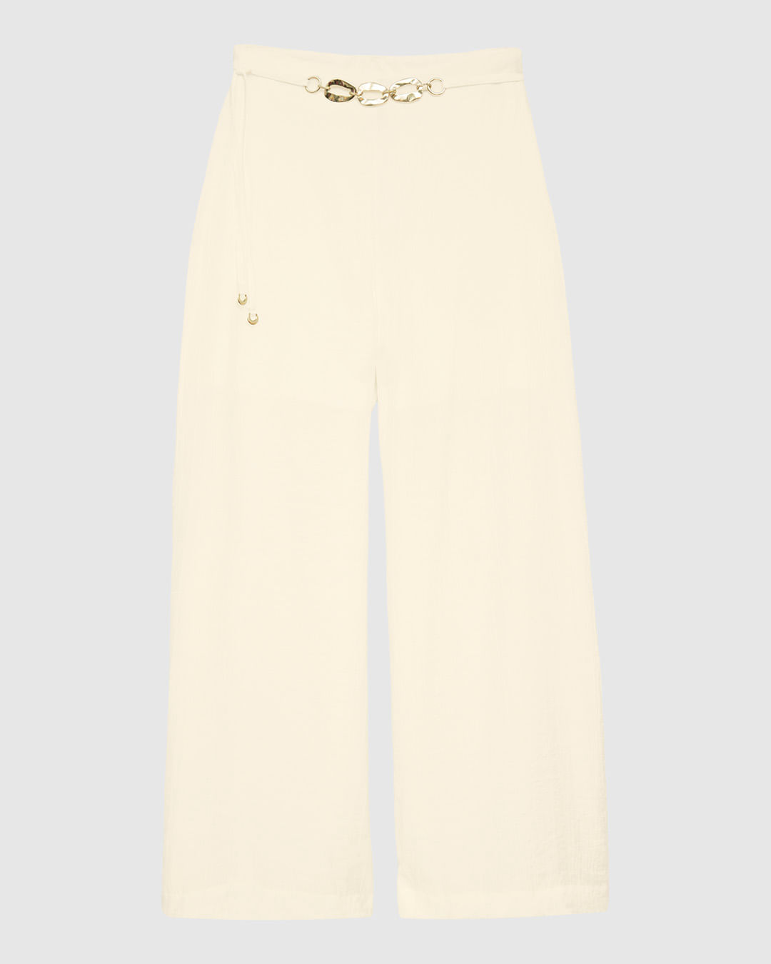 Calça Feminina Pantalona Cinto com Corrente em Tecido Acetinado - ENFIM