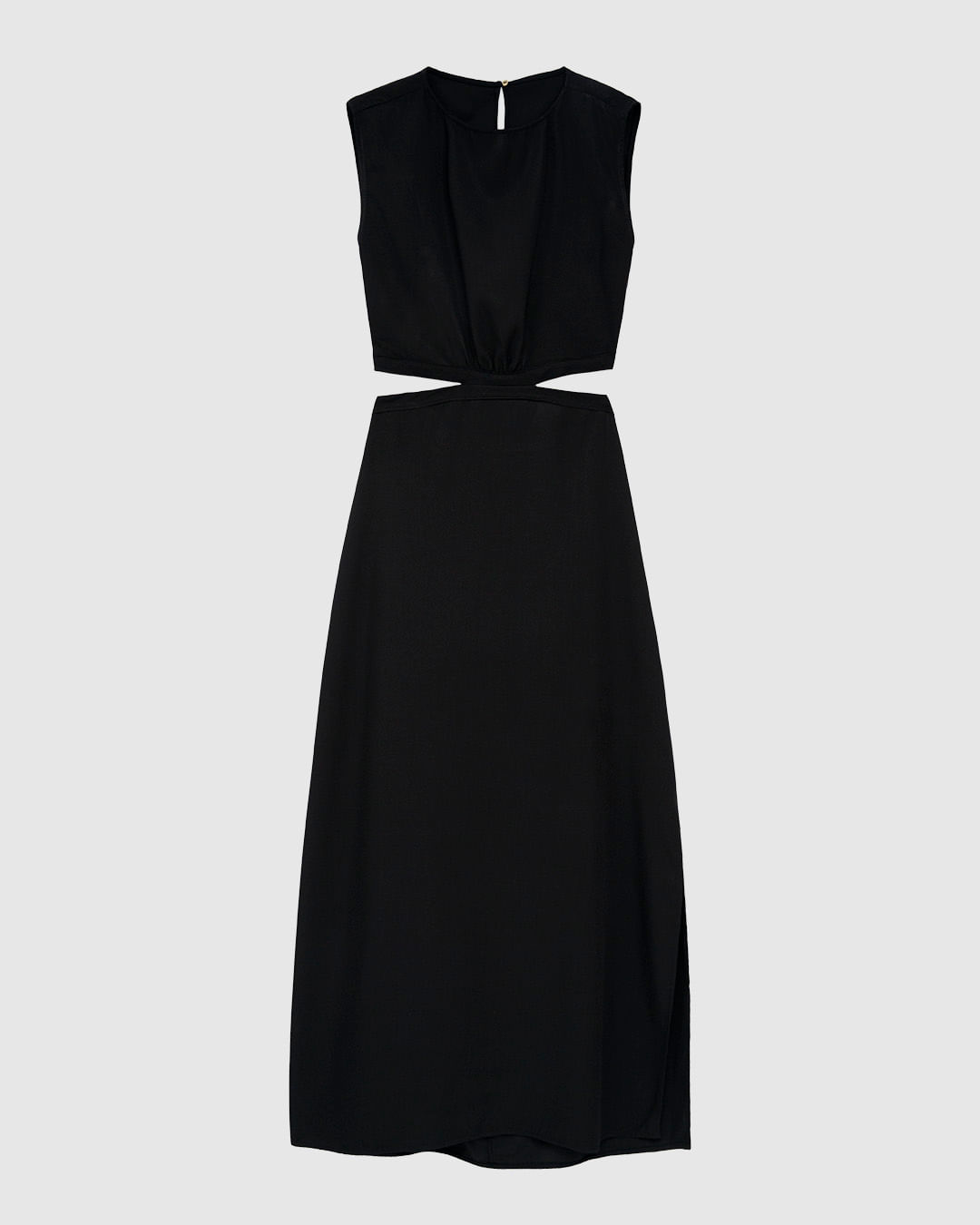 Vestido Midi Feminino Reto Detalhe Vazado E Fenda Em Viscose - ENFIM - Imagem 3