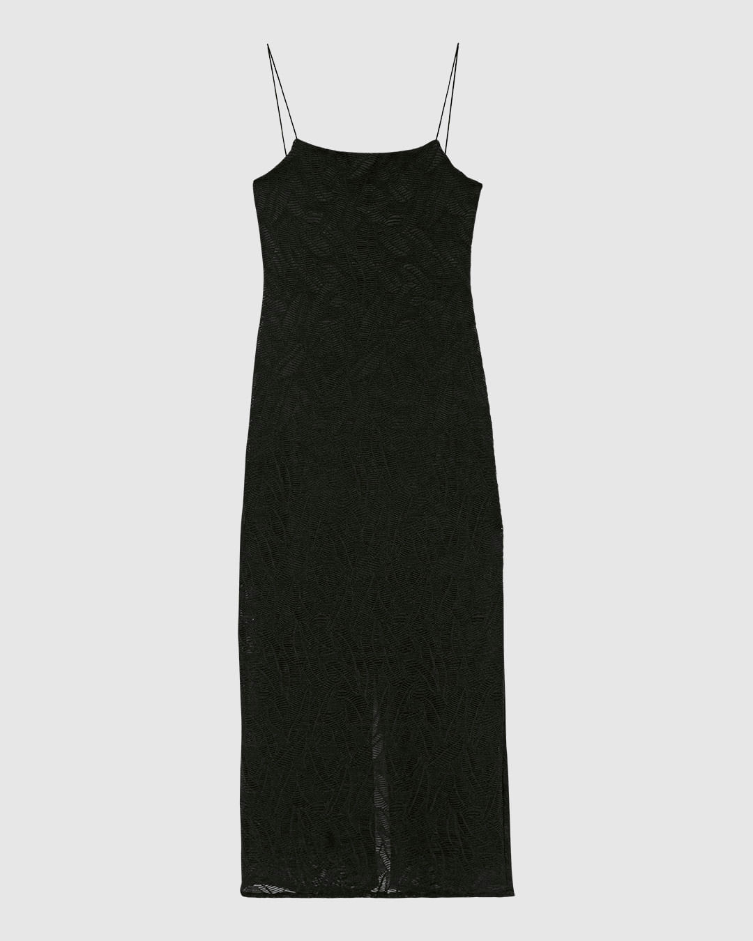 Vestido Midi Feminino Reto Fenda Costas em Malha Renda Stretch - ENFIM