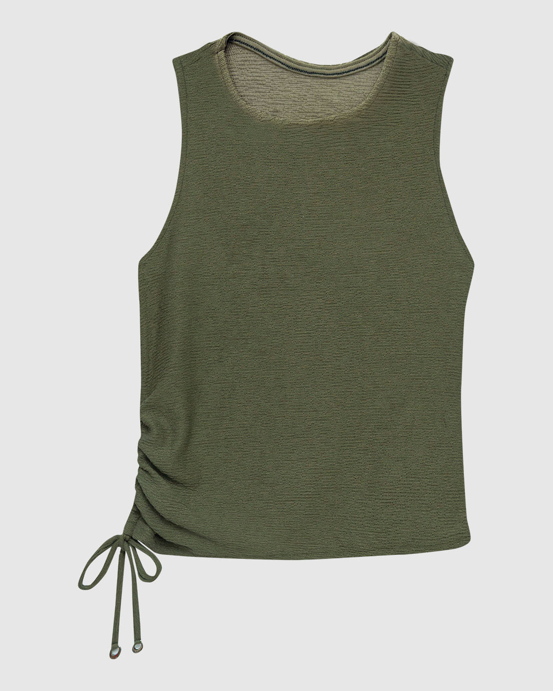 Blusa Justa Feminina Detalhe Amarração Lateral em Malha Texturizada - ENFIM