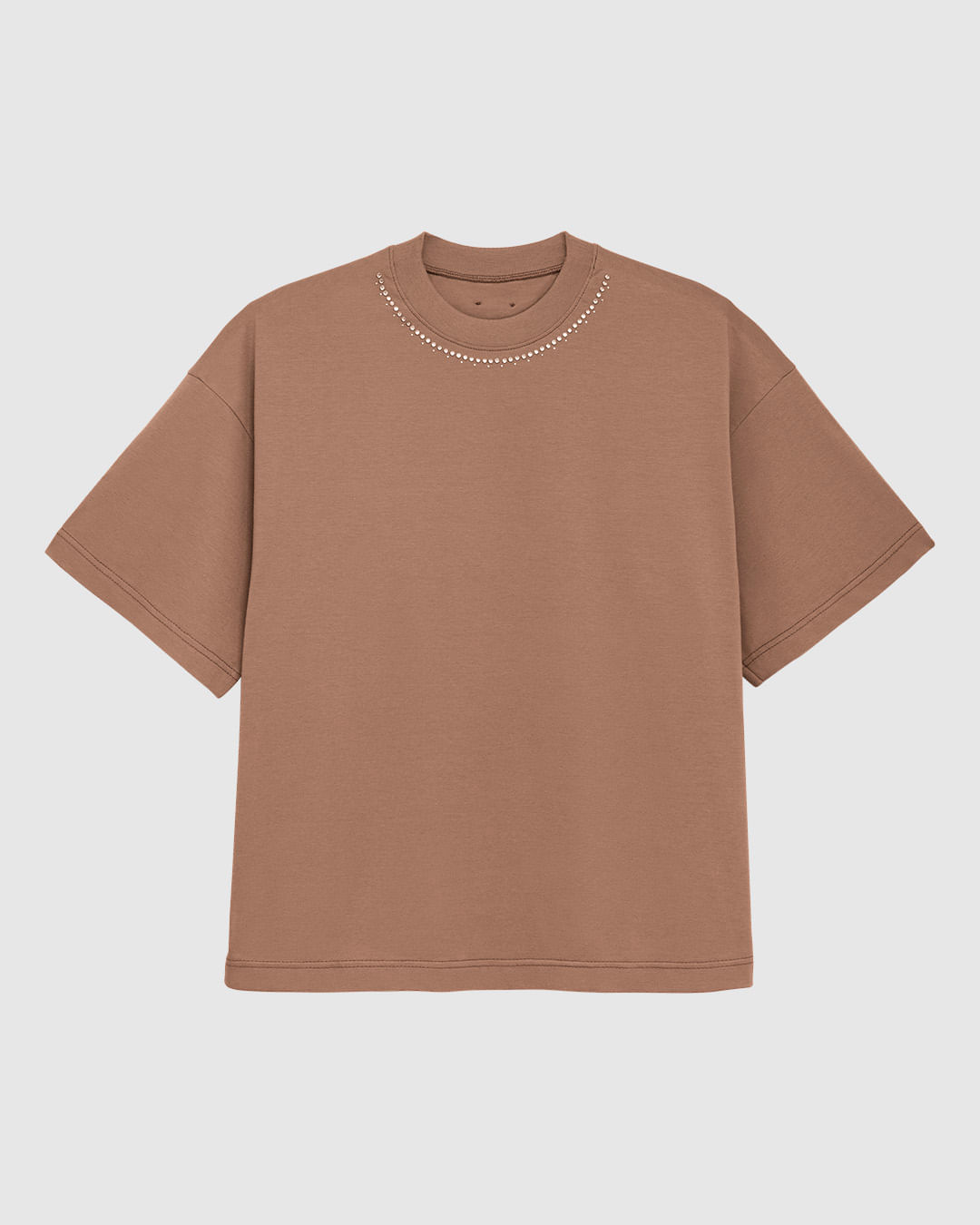 Camiseta Ampla Feminina Aplique Termocolante Strass Em Algodão - ENFIM
