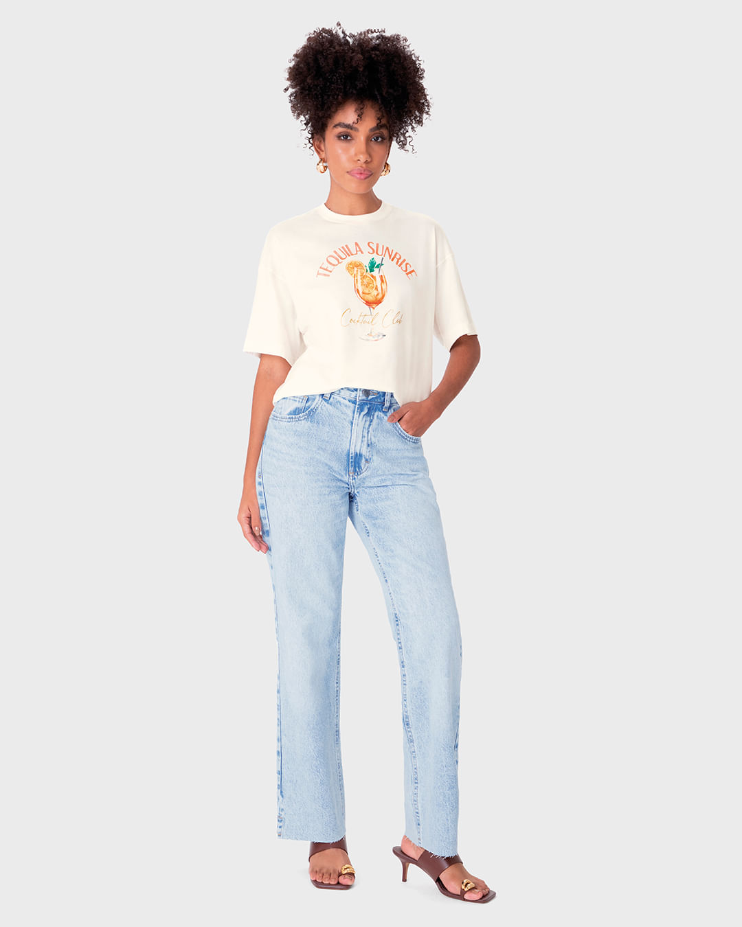 Camiseta Feminina Ampla Tequila Sunrise Cocktail Club em Algodão - ENFIM