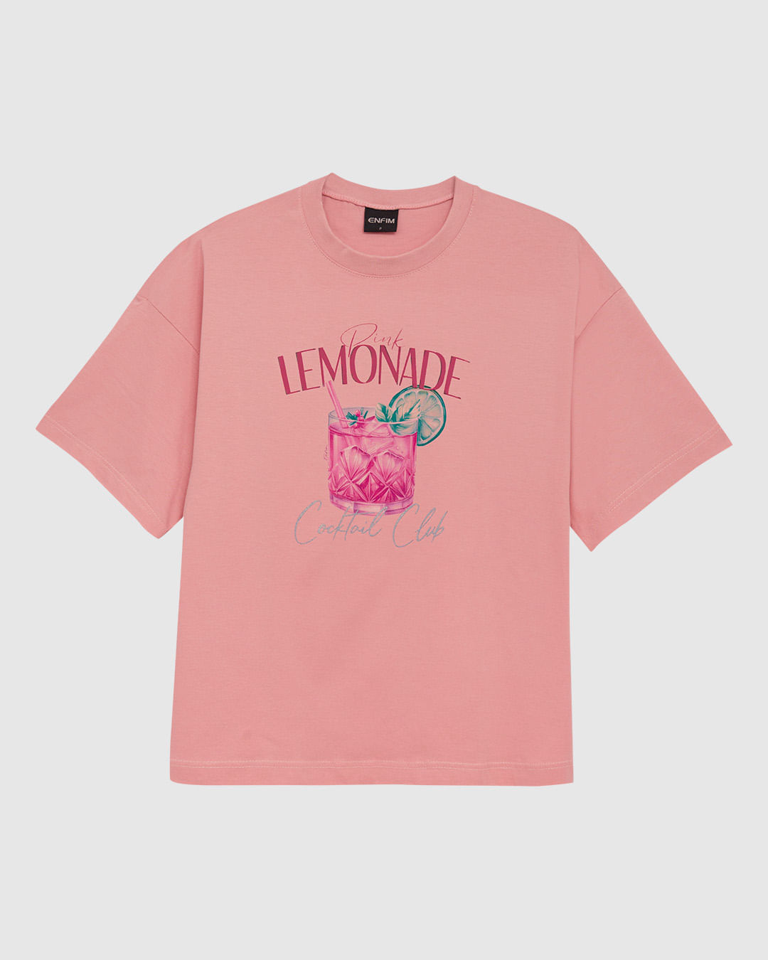 Camiseta Feminina Ampla Pink Lemonade Cocktail Club Em Algodão - ENFIM - Imagem 3