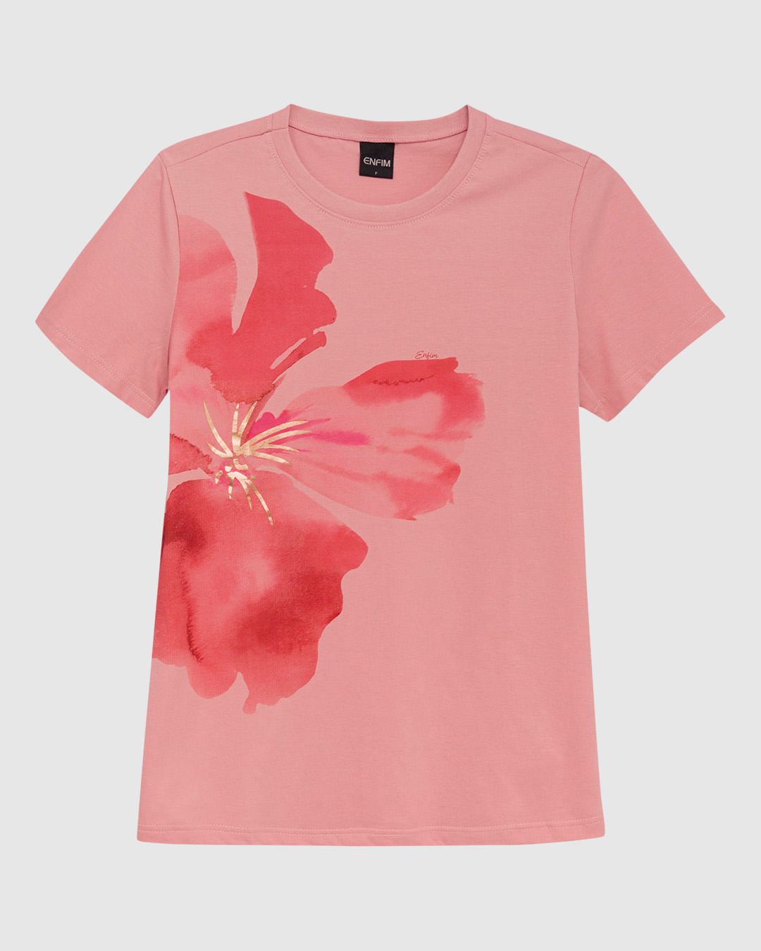 Camiseta Feminina Estampa Foil Floral Em Algodão - ENFIM - Imagem 5