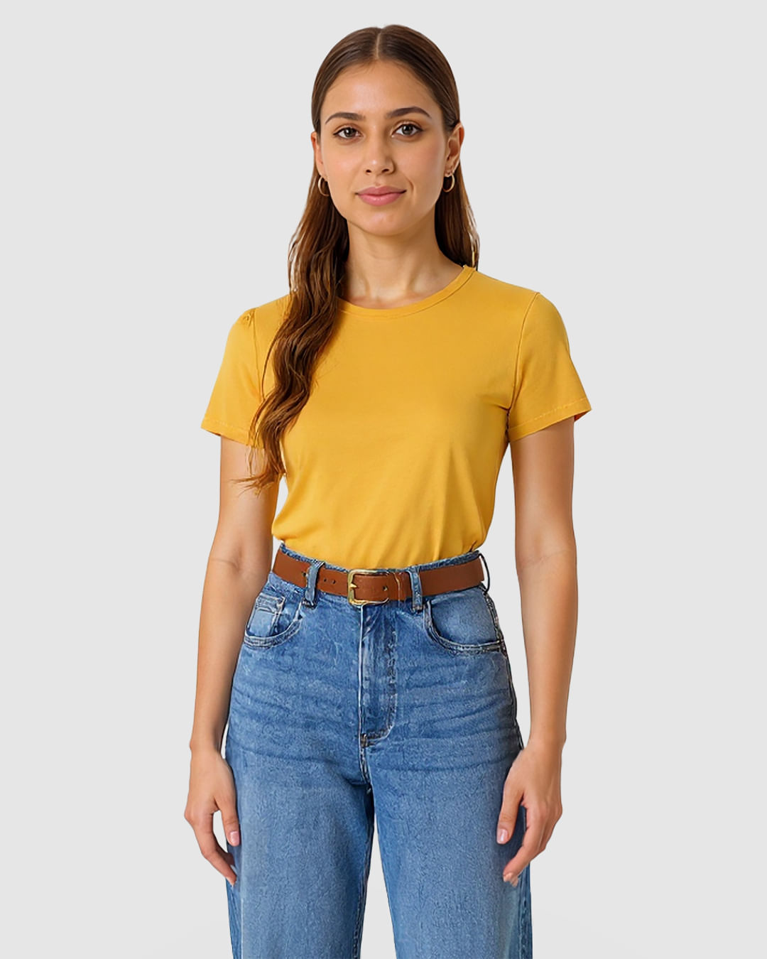 Blusa Básica Feminina Decote Redondo Manga Curta Em Malha Algodão Pima - Imagem 19