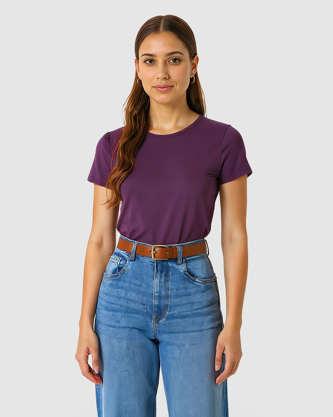 Blusa Básica Feminina Decote Redondo Manga Curta Em Malha Algodão Pima - Imagem 31