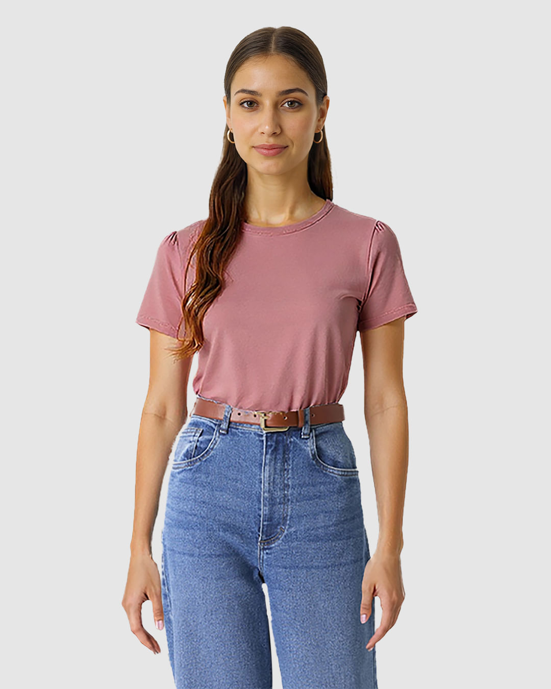 Blusa Básica Feminina Decote Redondo Manga Curta Em Malha Algodão Pima - Imagem 25