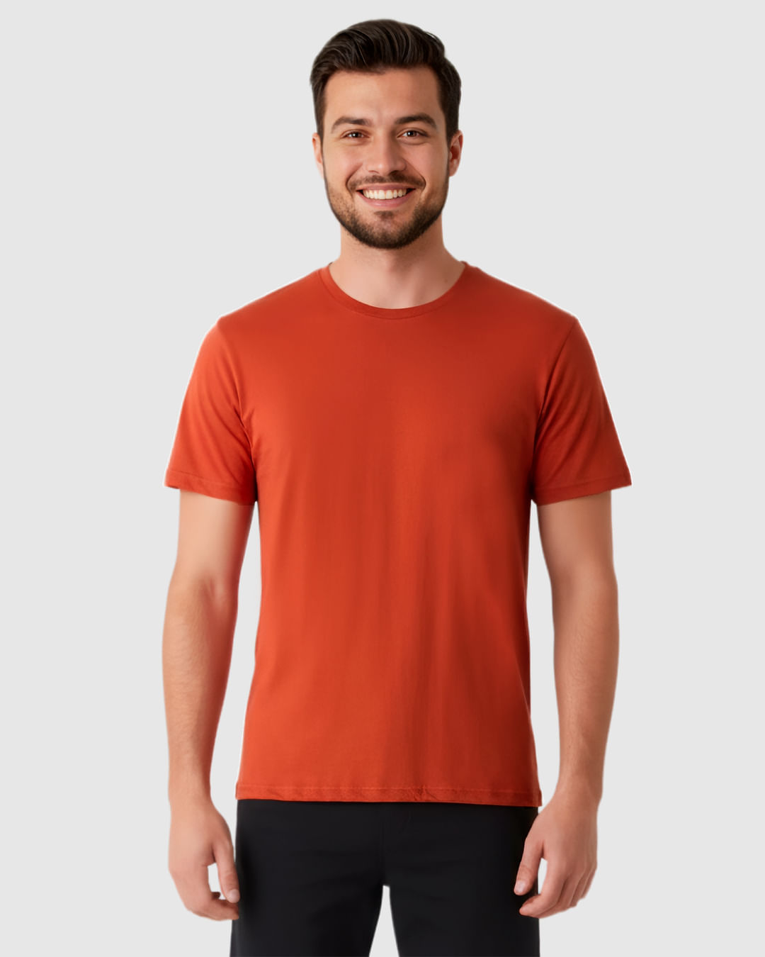 Camiseta Masculina Regular Gola Redonda Manga Curta Em Algodão