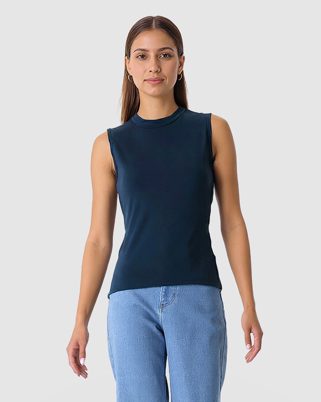 Regata Justa Feminina Gola Alta Em Malha Viscose - Imagem 21