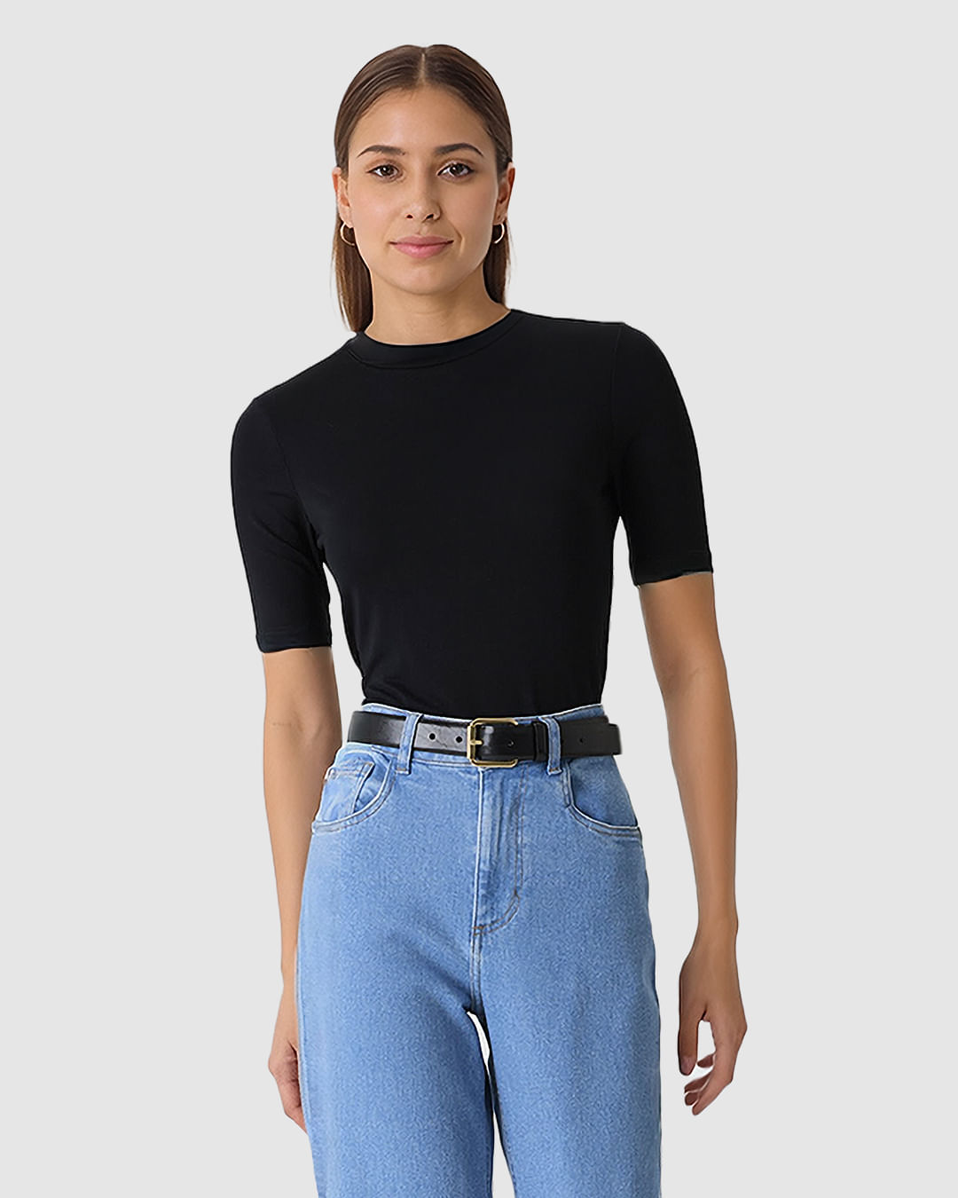 Blusa Justa Feminina Gola Redonda Em Malha Viscose - Imagem 6