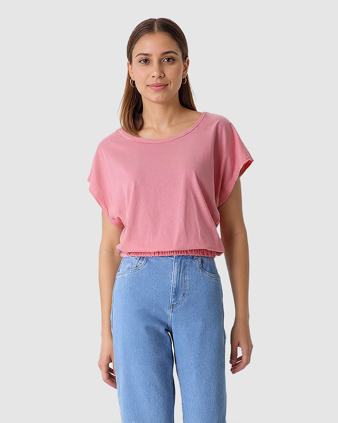 Blusa Ampla Feminina Barra Acabamento Elástico Em Malha Botonê - Imagem 6