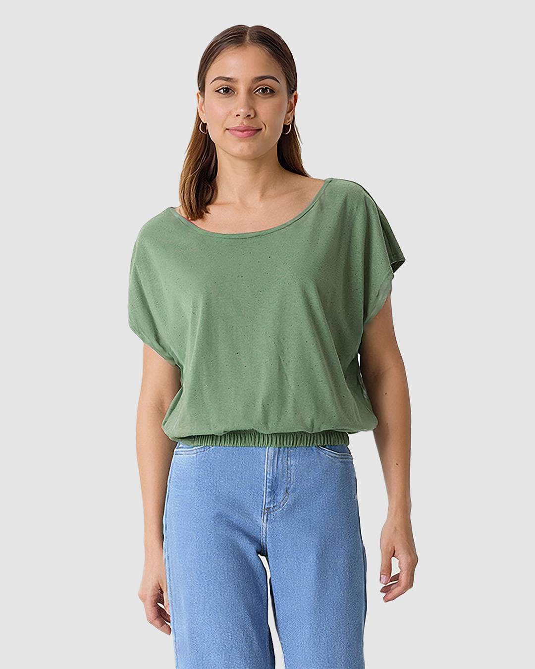 Blusa Ampla Feminina Barra Acabamento Elástico Em Malha Botonê - Imagem 26