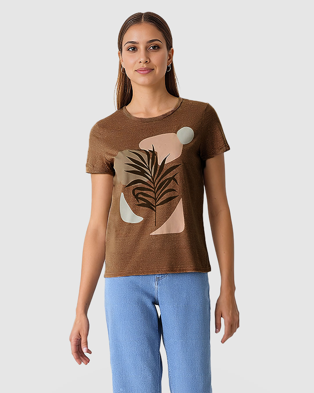 Camiseta Feminina Estampa Frontal Abertura Costas Em Malha Moulinê - Imagem 6