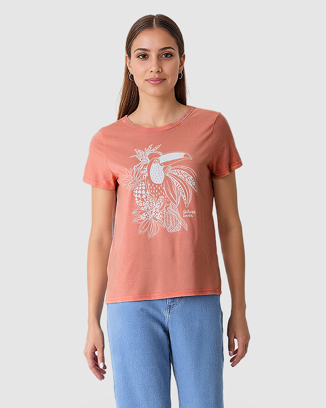 Camiseta Feminina Estampa Frontal Abertura Costas Em Malha Moulinê - Imagem 11