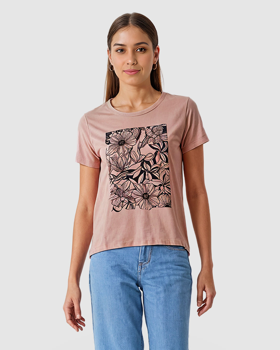 Camiseta Feminina Estampa Ilustrativa Floral Em Algodão - Imagem 16