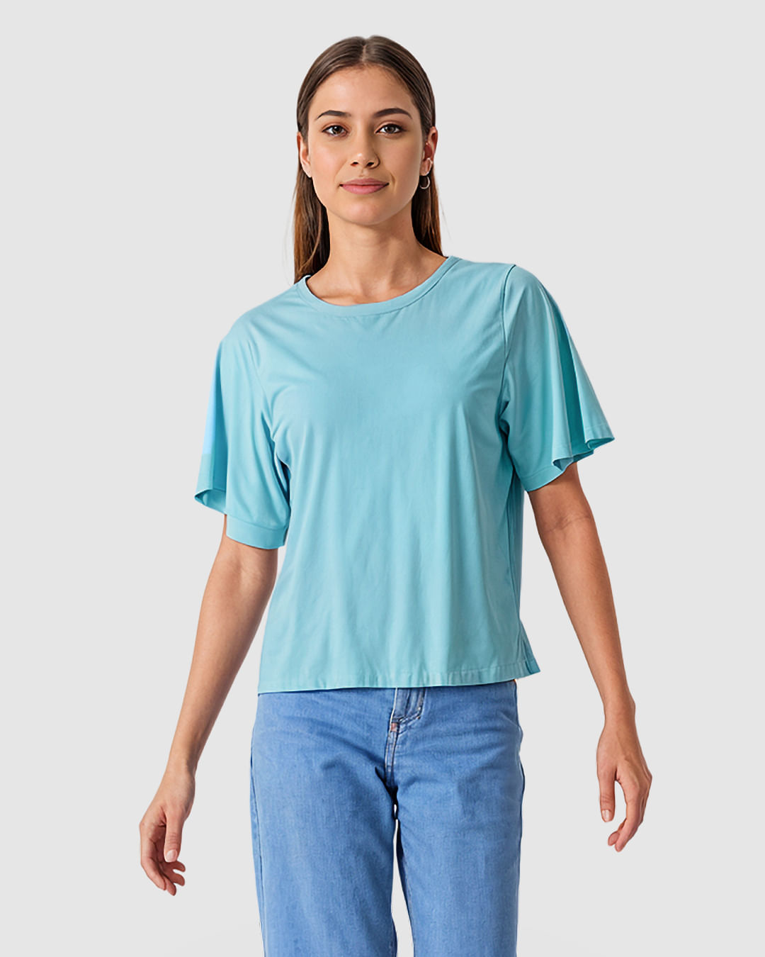 Blusa Feminina Reta Manga Curta Godê Em Algodão