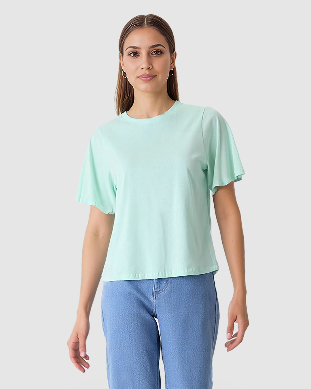 Blusa Feminina Reta Manga Curta Godê Em Algodão - Imagem 6