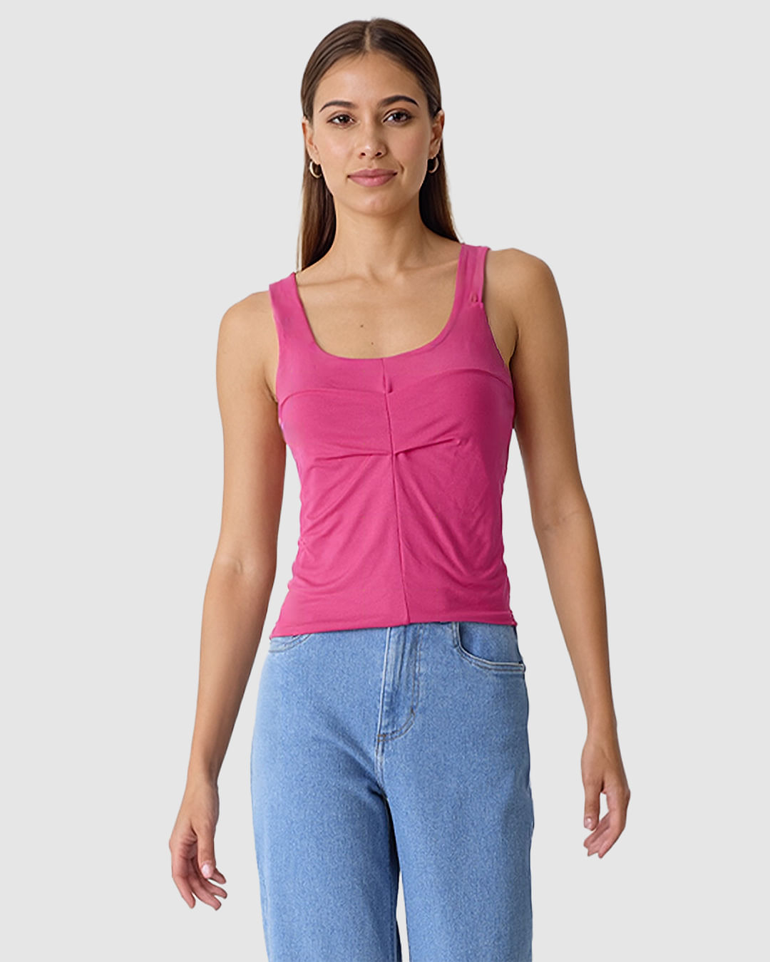 Regata Feminina Decote V Alça Larga Em Viscose Stretch