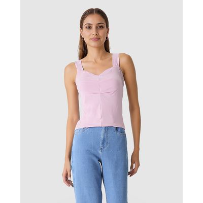 Regata Feminina Decote V Alça Larga Em Viscose Stretch