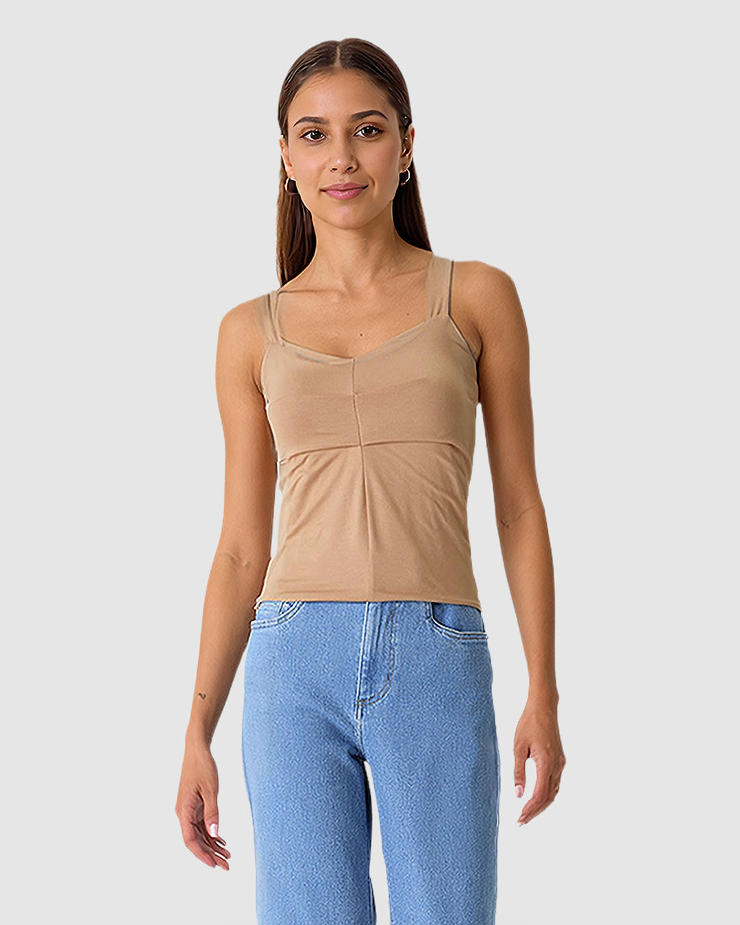 Regata Feminina Decote V Alça Larga Em Viscose Stretch - Imagem 16