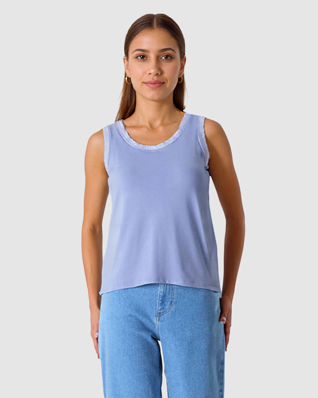 Regata Feminina Decote U Retilínea Em Moletinho De Viscose - Imagem 16