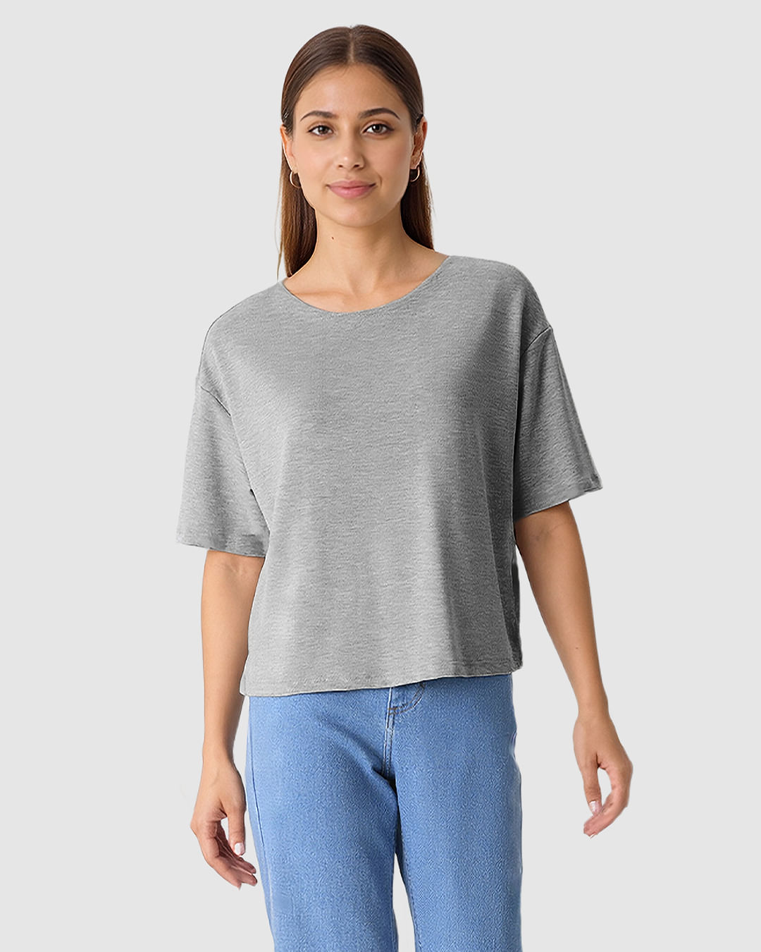 Blusa Box Feminina Decote Redondo Manga Curta Em Moletinho De Viscose - Imagem 6