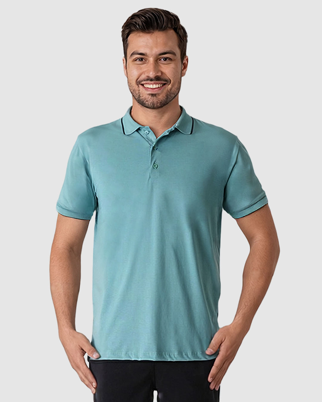 Camisa Polo Masculina Regular Peitilho Frontal Em Malha Algodão Pima - Imagem 6