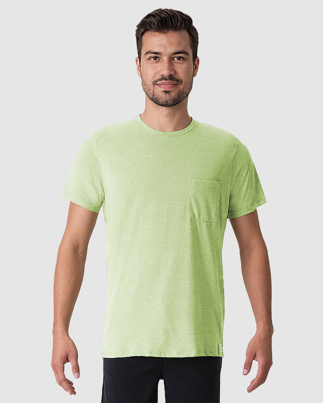 Camiseta Masculina Bolso Frontal Etiqueta Decorativa Em Malha Com Textura - Imagem 21