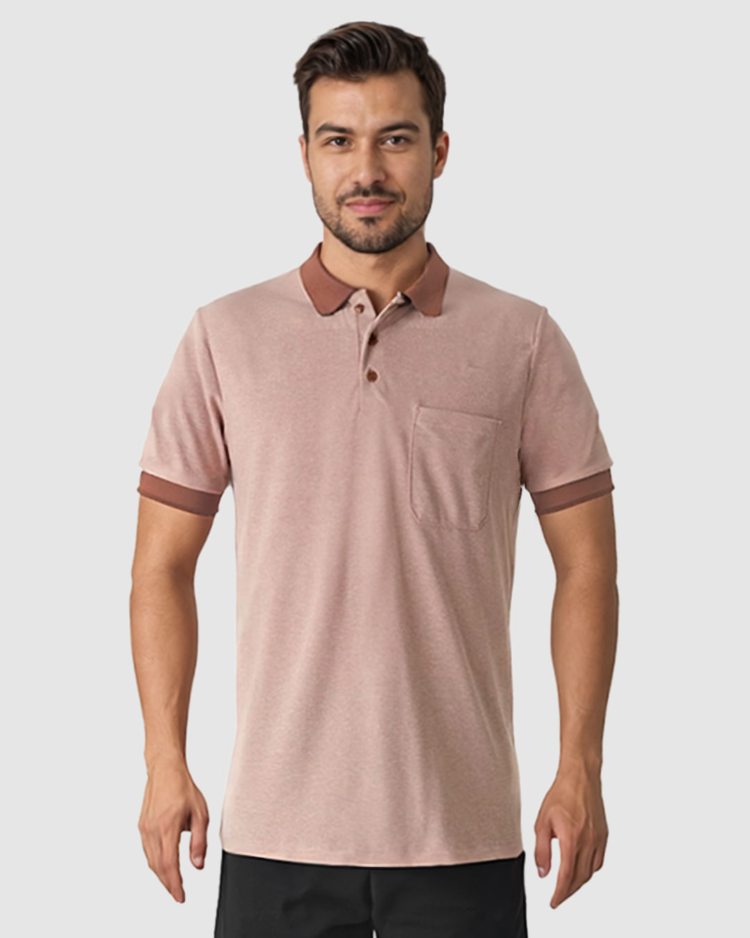 Camisa Polo Masculina Regular Bolso Frontal Em Malha Piquet Texturizada - Imagem 6
