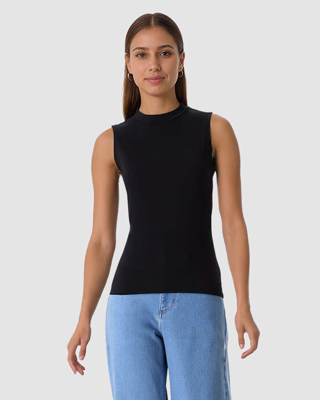 Regata Justa Feminina Gola Alta Em Malha Viscose - Imagem 17