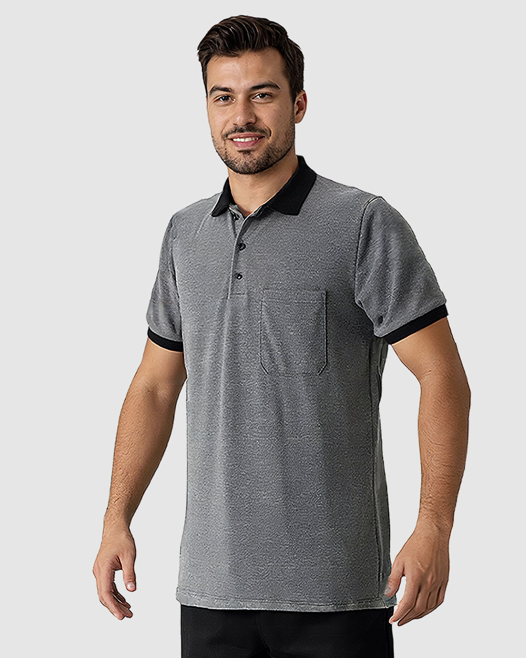 Camisa Polo Masculina Regular Bolso Frontal Em Malha Piquet Texturizada - Imagem 17