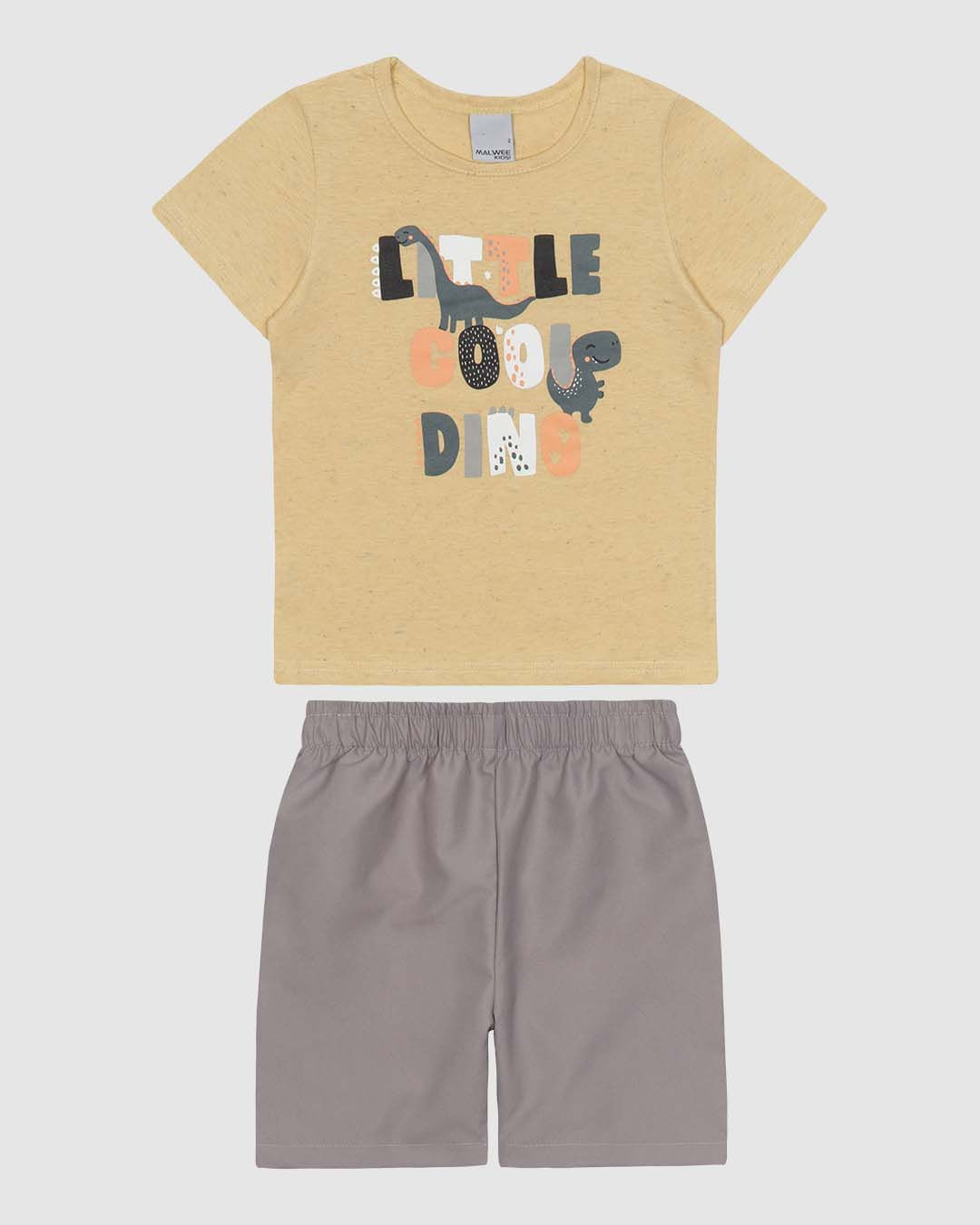 Conjunto Curto Infantil Menino Camiseta Estampa Little Cool Dino Malwee Kids