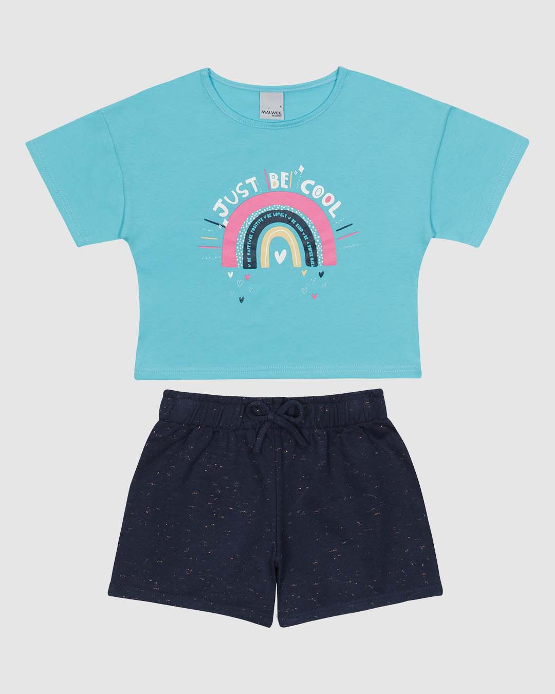 Conjunto Curto Infantil Menina Blusa Estampa Frontal em Algodão Malwee Kids
