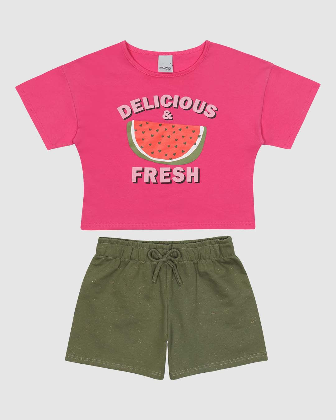 Conjunto Curto Infantil Menina Blusa Estampa Frontal Em Algodão Malwee Kids - Imagem 6