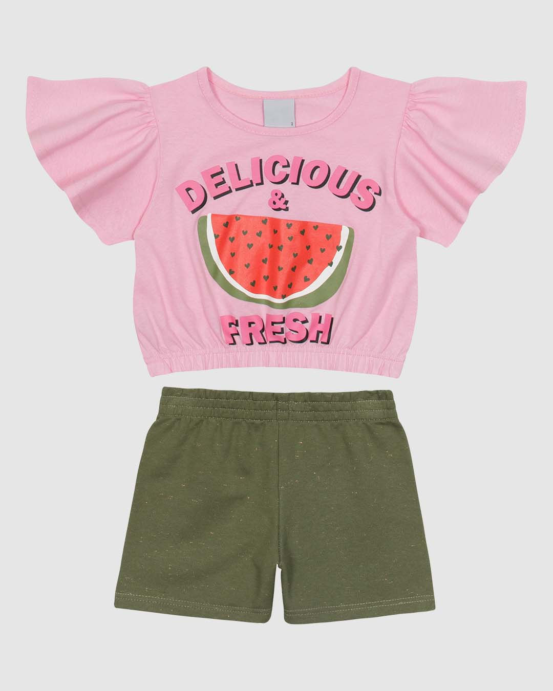 Conjunto Curto Infantil Menina Blusa Manga Curta Godê Em Algodão Malwee Kids - Imagem 2