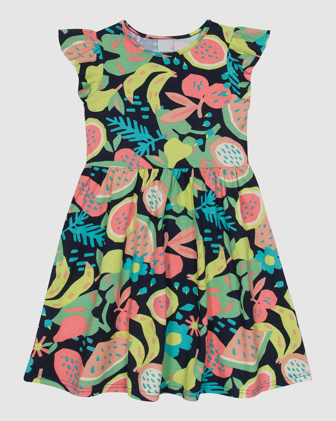 Vestido Infantil Estampado Manga Curta Godê Em Algodão Malwee Kids