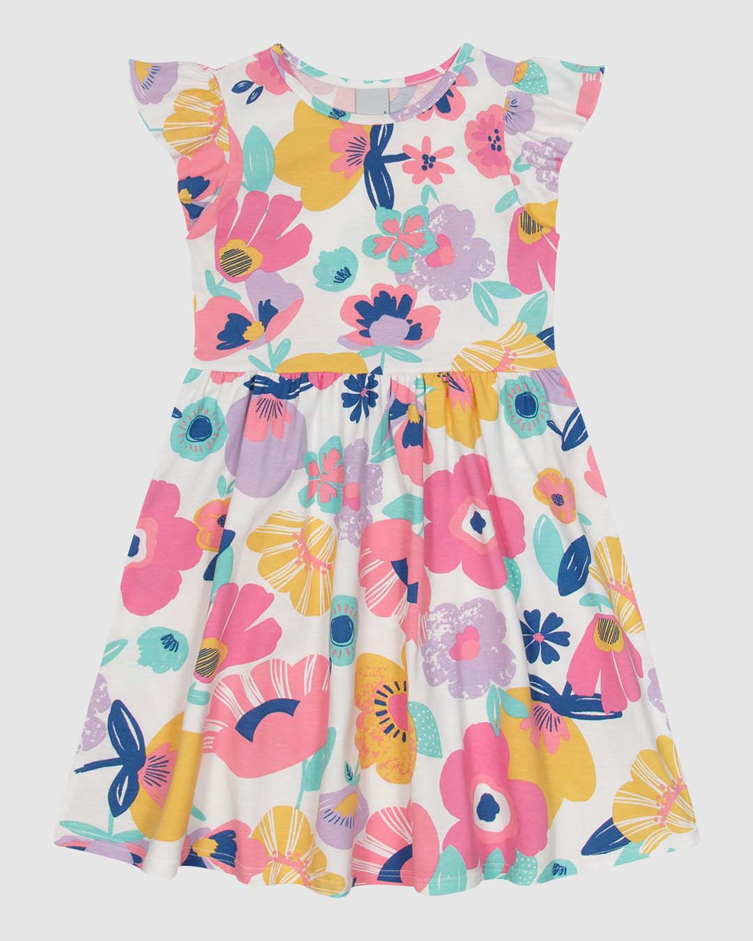 Vestido Infantil Estampado Manga Curta Godê Em Algodão Malwee Kids - Imagem 7