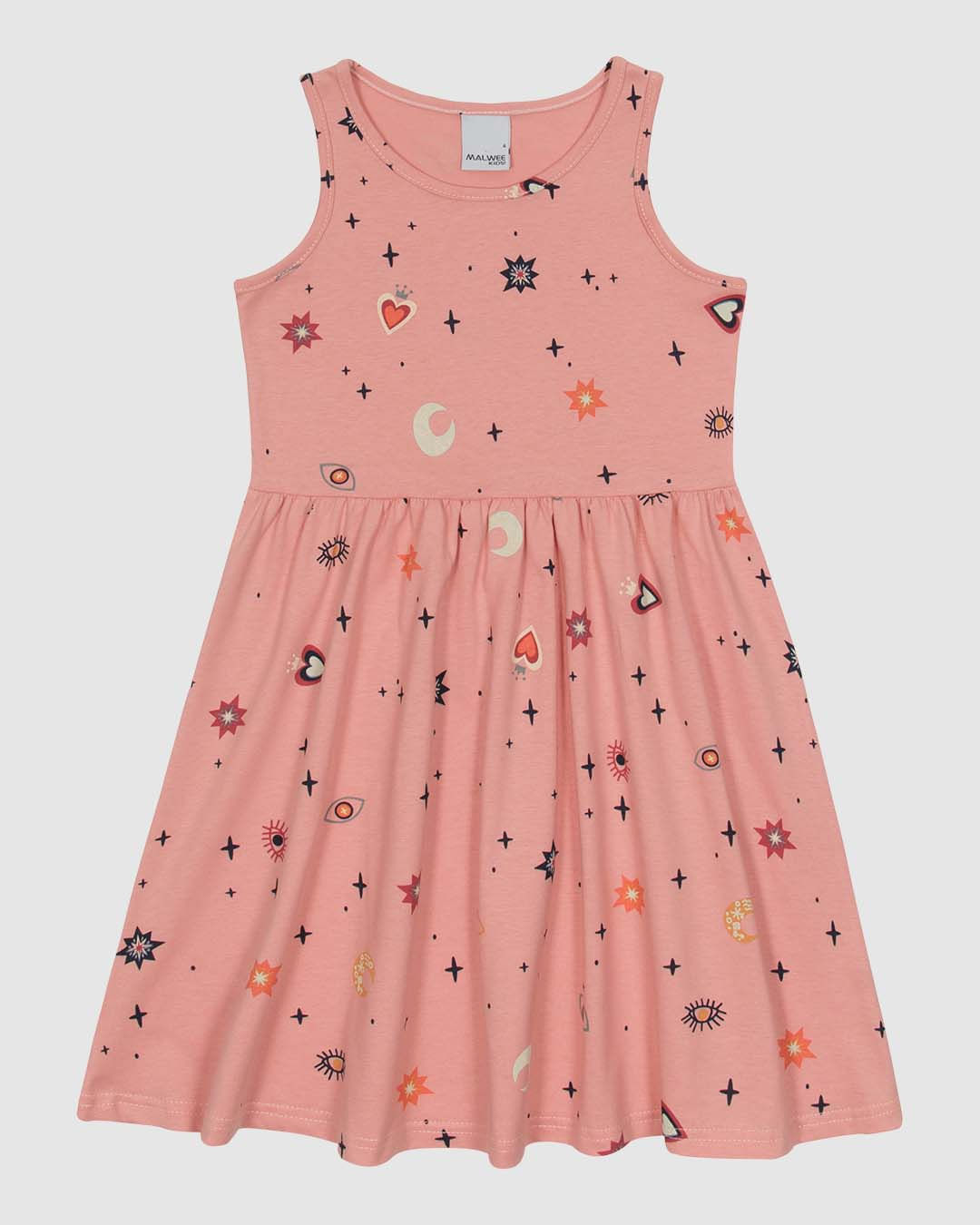 Vestido Infantil Estampado Modelo Regata Em Algodão Malwee Kids