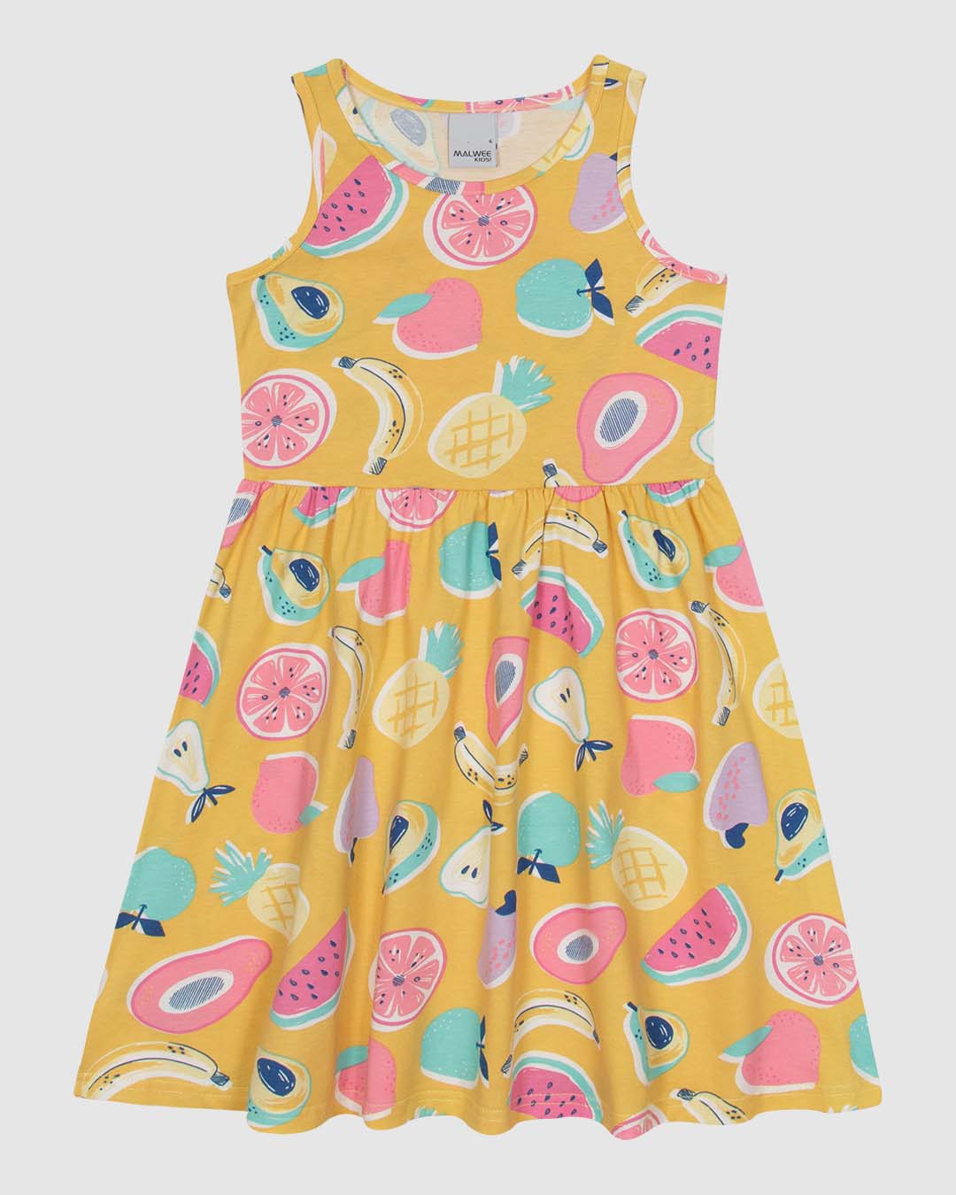 Vestido Infantil Estampado Modelo Regata Em Algodão Malwee Kids