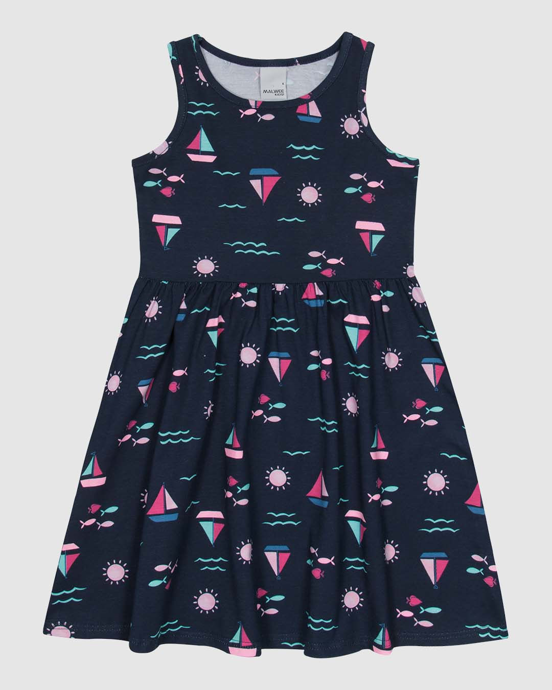Vestido Infantil Estampado Modelo Regata Em Algodão Malwee Kids - Imagem 3