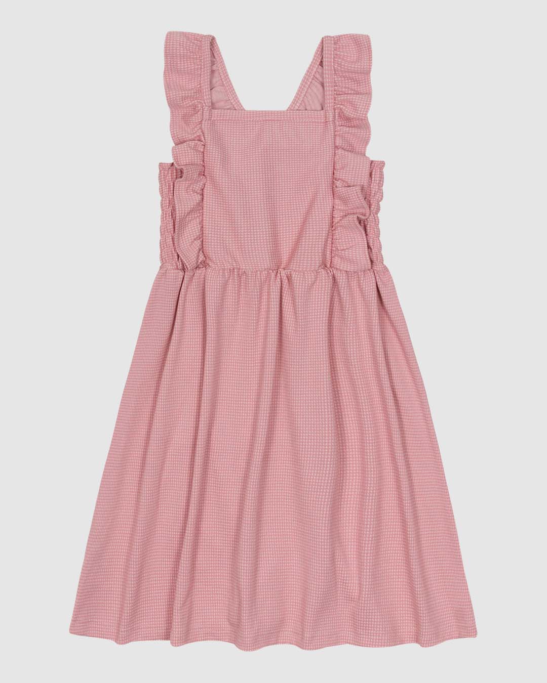 Vestido Infantil Alça Detalhe Babados Em Tecido Texturizado Malwee Kids - Imagem 5